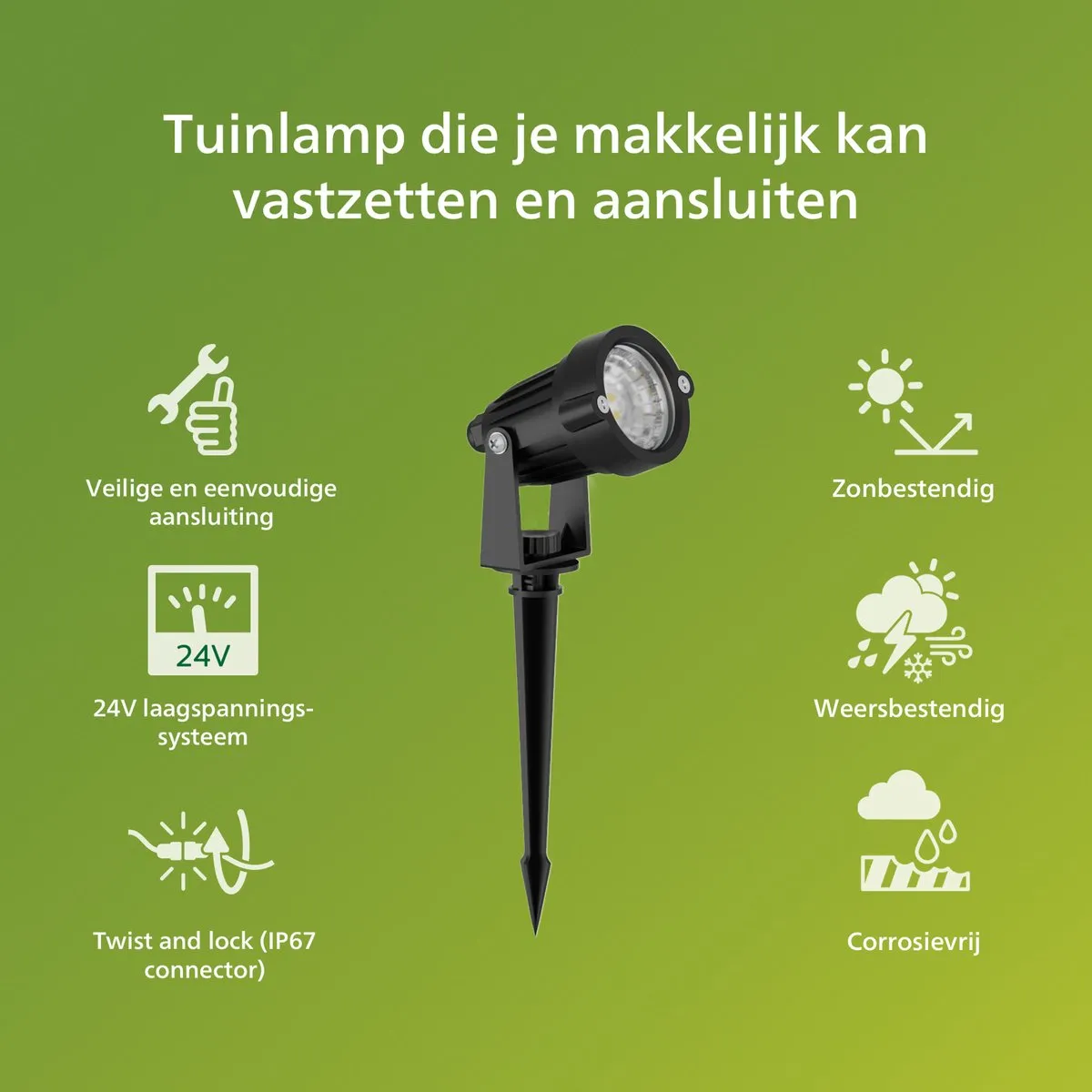 Philips GardenLink Caper 24V Sokkellamp - Zwart