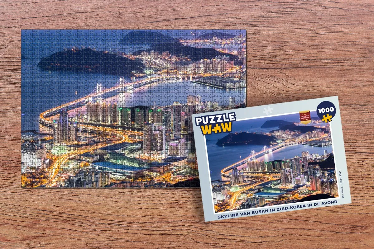 PuzzleWow Skyline Busan Legpuzzel 1000 Stuks - Multicolor