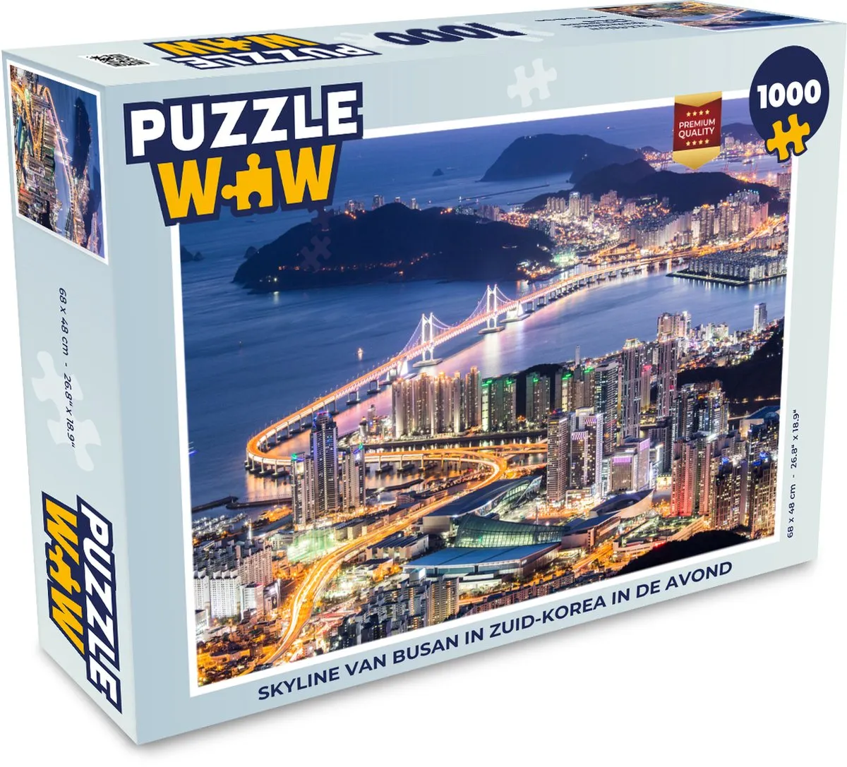 PuzzleWow Skyline Busan Legpuzzel 1000 Stuks - Multicolor
