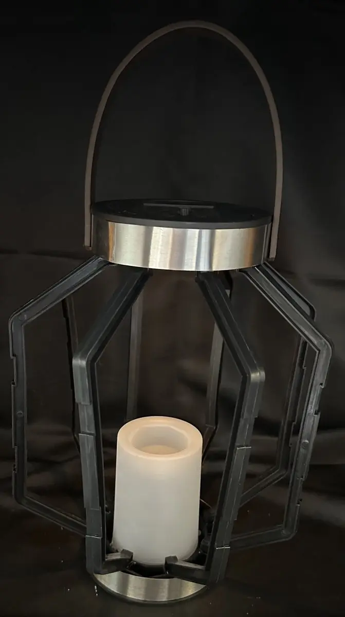 Kunststof solarlamp lantaarn met bruine riem