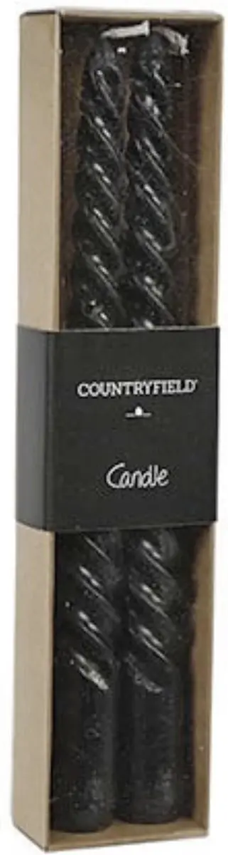 Countryfield dinerkaarsen Twirly zwart