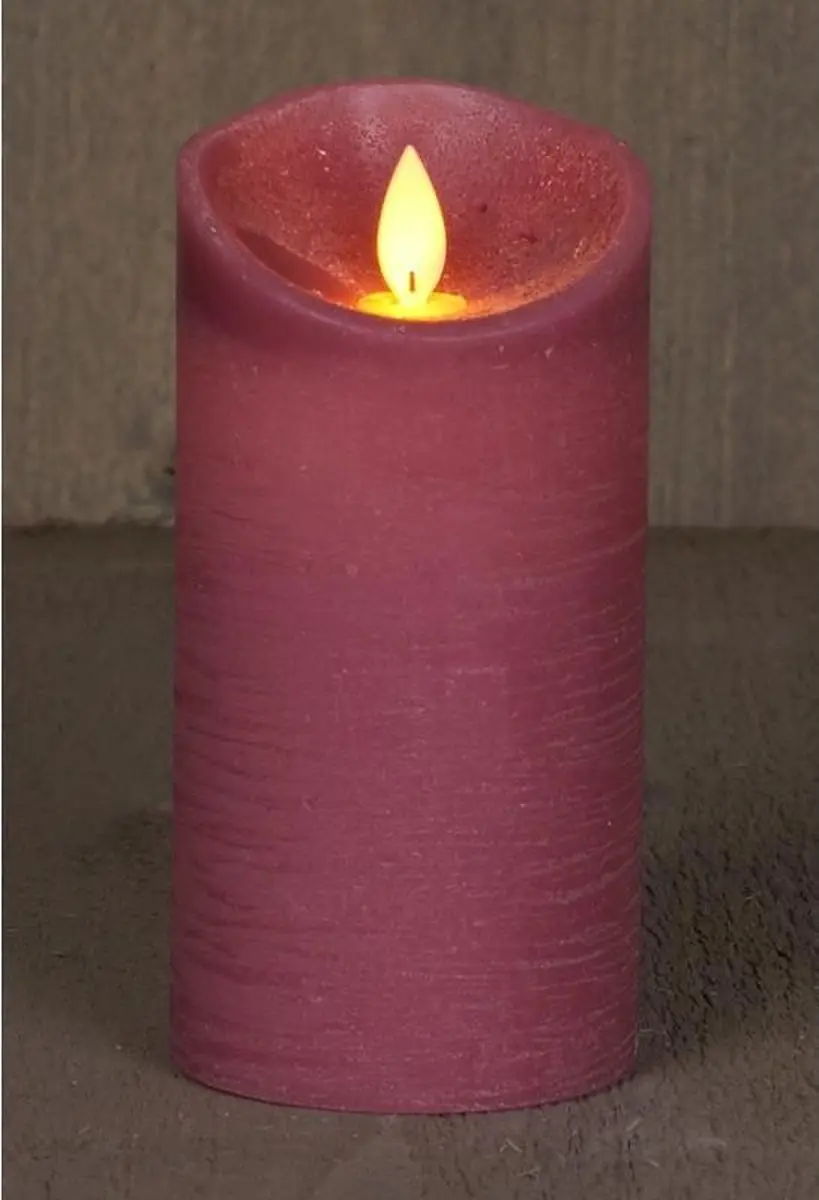 Anna's Collection Led kaars/stompkaars - 2x - oudroze - H15 x D7,5 cm - wax - bewegende vlam
