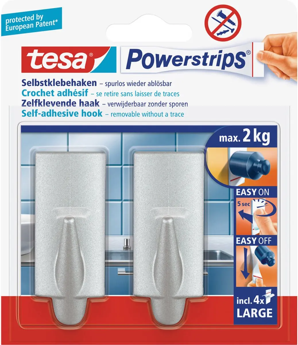 Tesa Powerstrips chroom haken