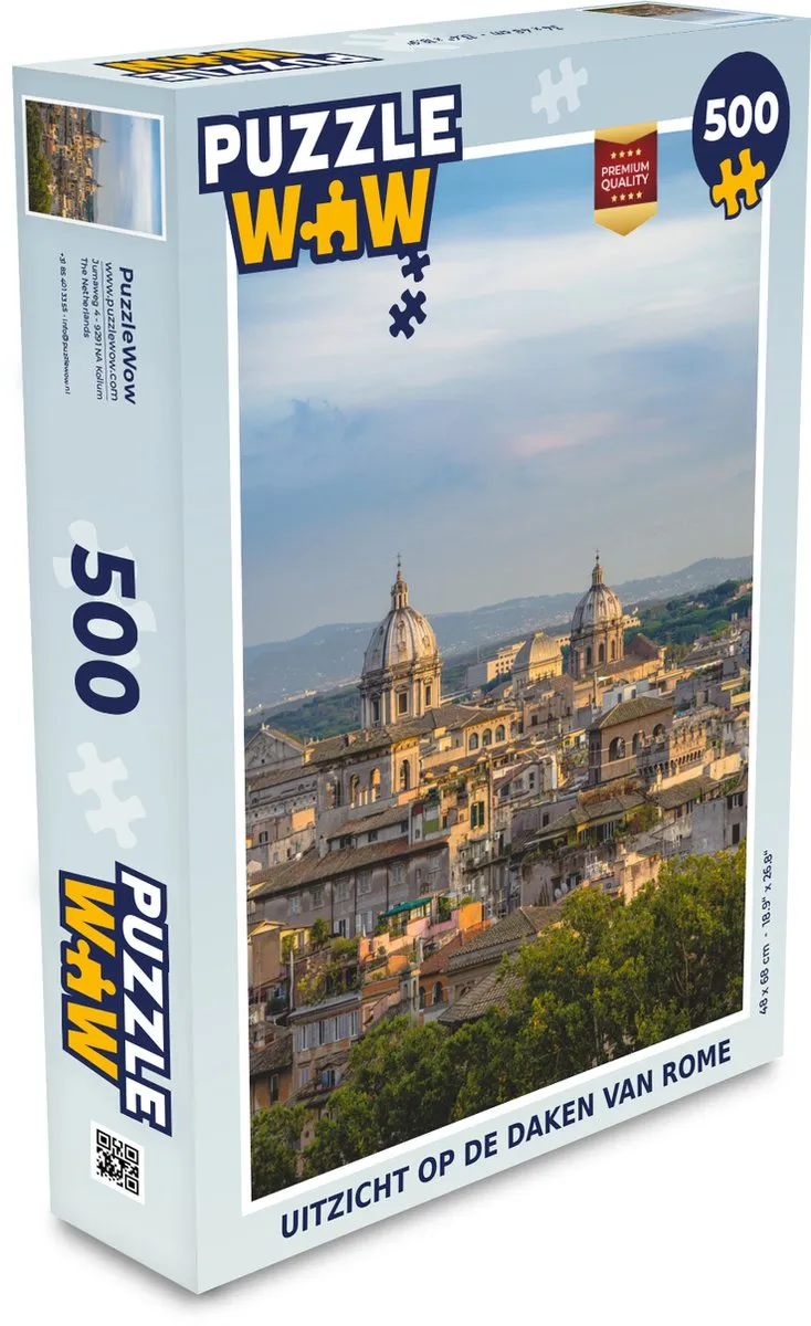 PuzzleWow Rome - Uitzicht Daken Legpuzzel 500 Stuks - Multicolor