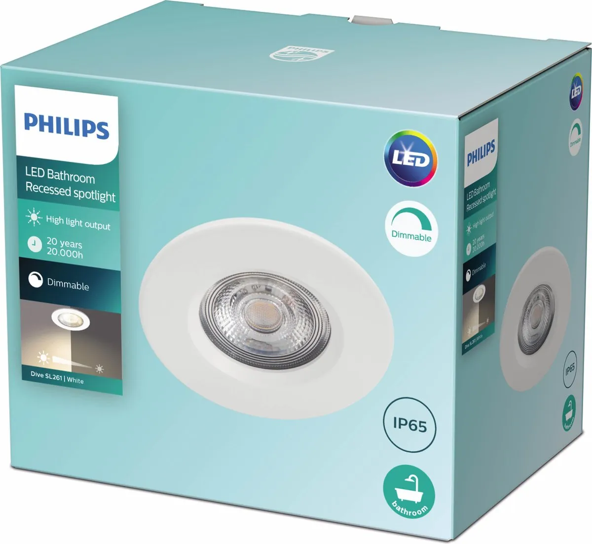 Philips Dive Inbouwspot 1-lichts - 8,5cm - Wit