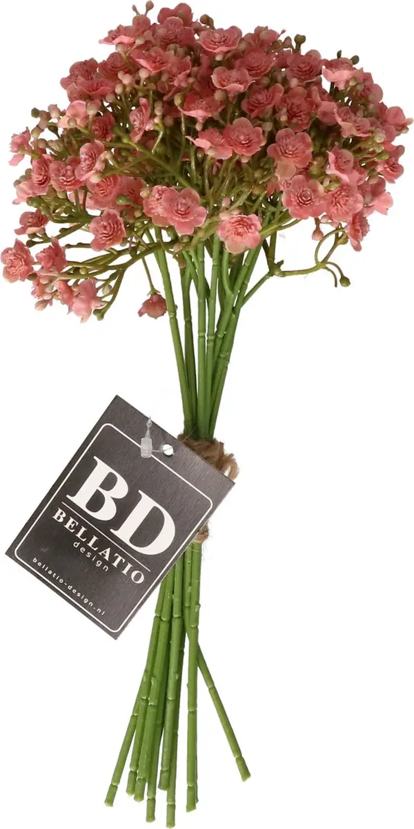 Bellatio Design Kunstbloemen boeket Gipskruid - 30 cm - roze - kunst zijdebloemen - Gypsophila