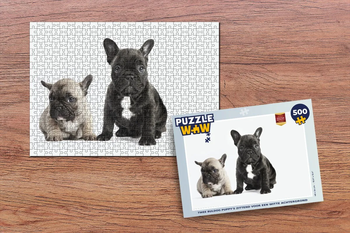 PuzzleWow Legpuzzel 500 Stuks - Twee Buldogpuppy's Multicolor