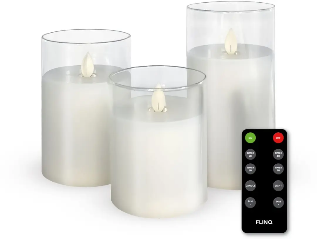 FlinQ LED Kaarsen met Bewegende Vlam in Smoked Glass