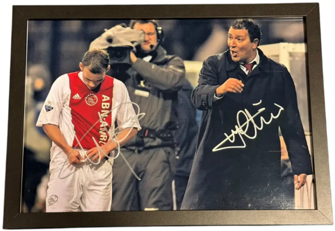 Henk ten Cate & Wesley Sneijder AFC Ajax ingelijste Actie Foto