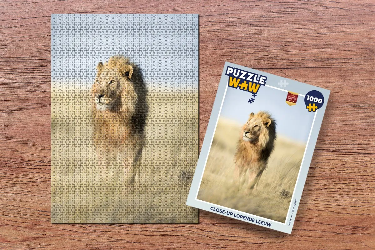 PuzzleWow Close-up Lopende Leeuw Legpuzzel 1000 Stuks - Multicolor