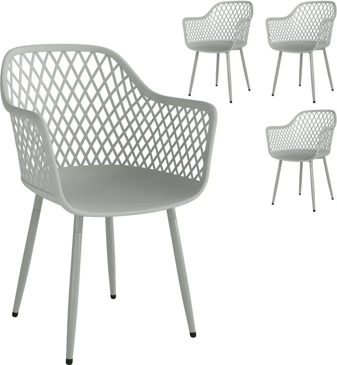 Outsunny Eetstoelenset voor de tuin-Metaal, kunststof-56L x 51B x 84H cm-Grijs
