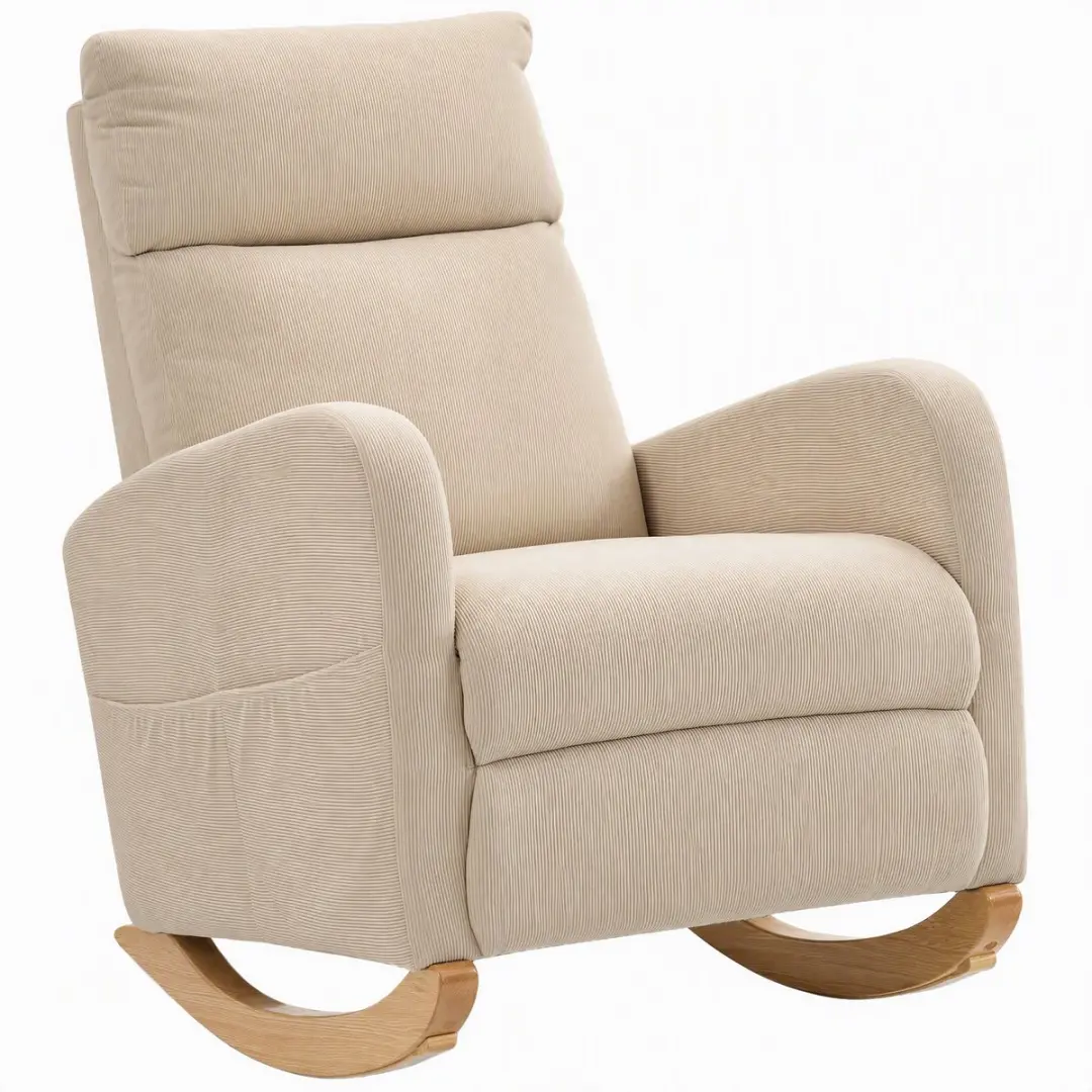 HOMCOM Schommelstoel-Polyester-94L x 67B x 105H cm-Beige