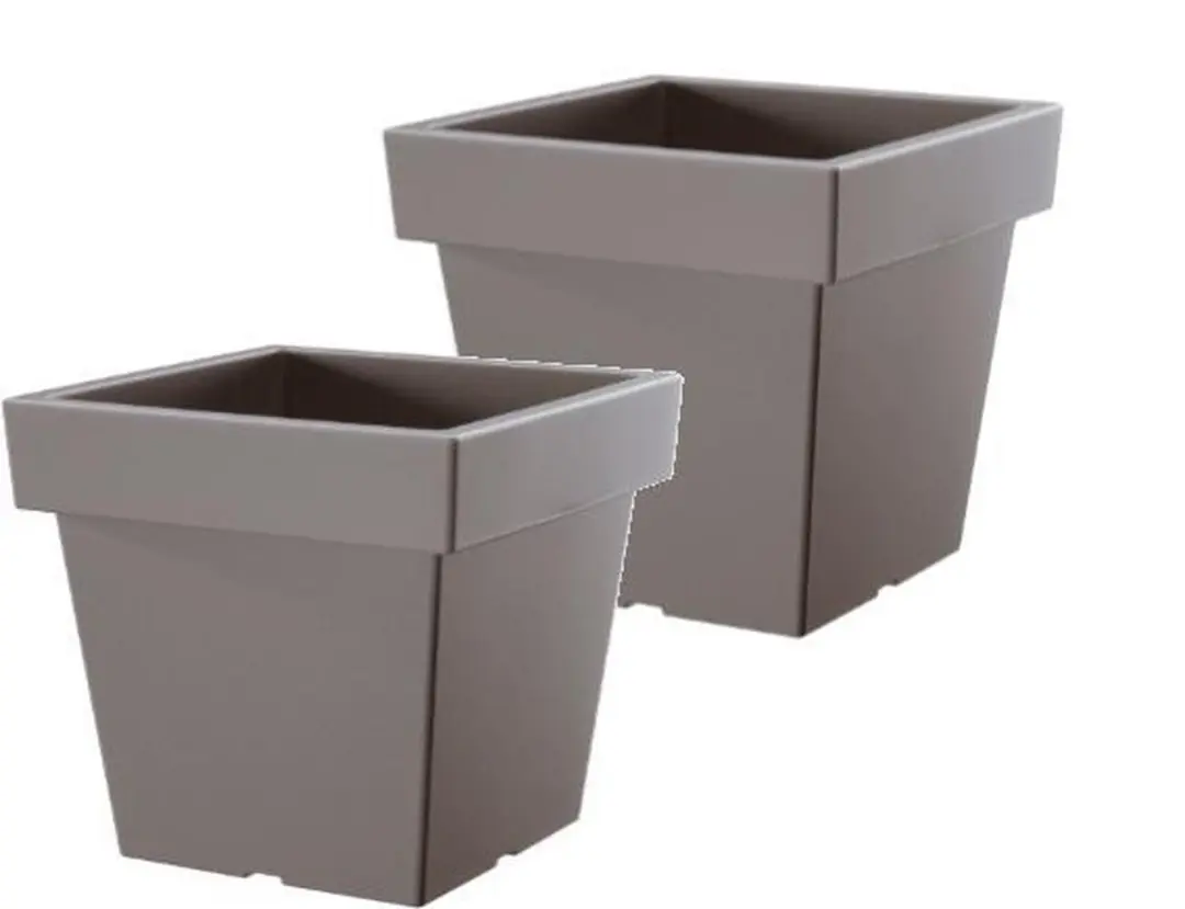 Bloempot Vierkant Lofly Low 19x19x18cm STEENGRIJS Prosperplast / 2 STUKS ! /