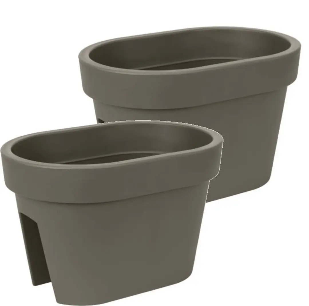 Bloembak Balkonbak Lofly Railing 27x40x25cm STEENGRIJS Prosperplast / 2 STUKS !