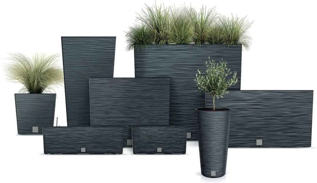 Prosperplast Furu Stripes Bloempot - 5.7L - 24x23.5cm - Donkergroen - afbeelding 2 van 6
