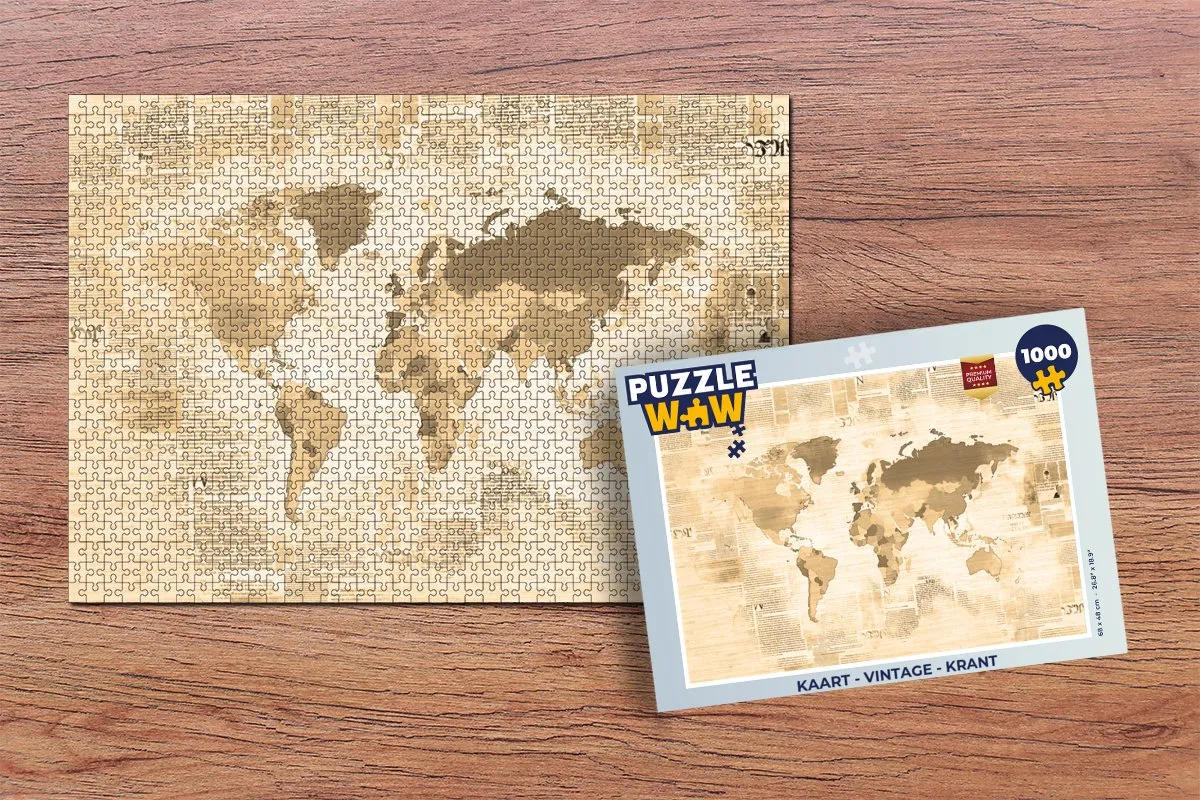 PuzzleWow Vintage Krant Legpuzzel 1000 Stuks - Multicolor