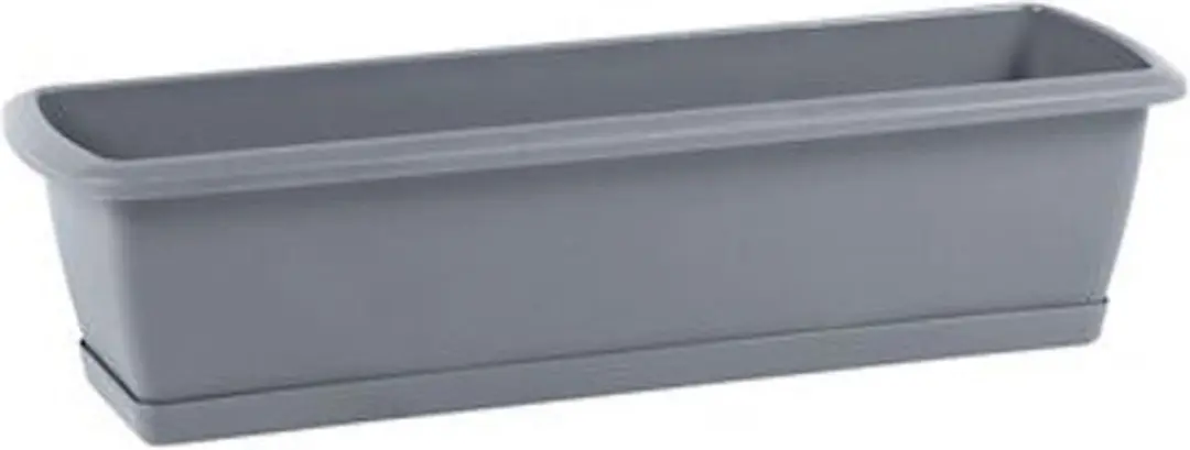 Prosperplast Respana Plantenbak grijs 59x18cm met onderzetter - afbeelding 3 van 3