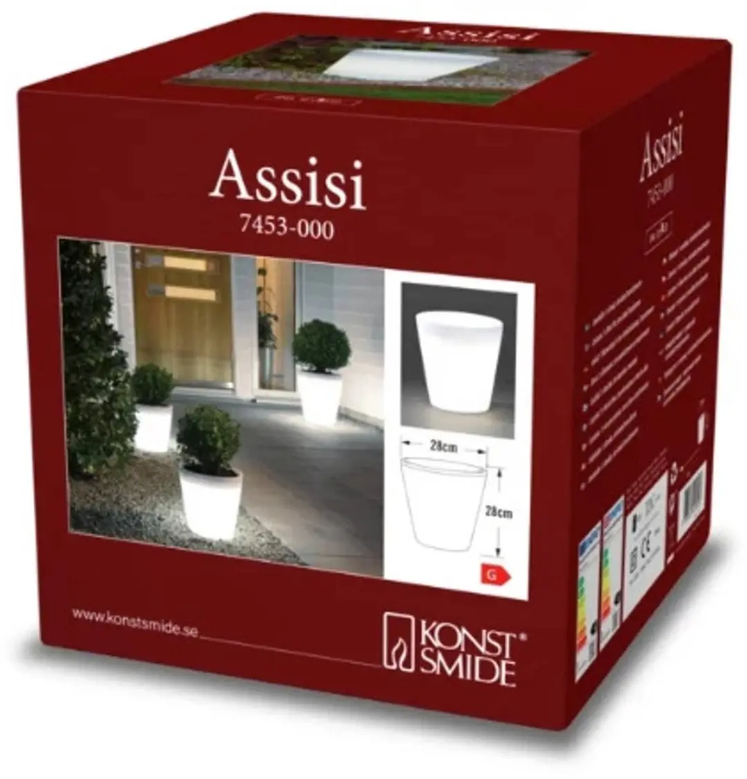 Konstsmide Assisi LED Bloempot Ø28cm Wit - afbeelding 2 van 6