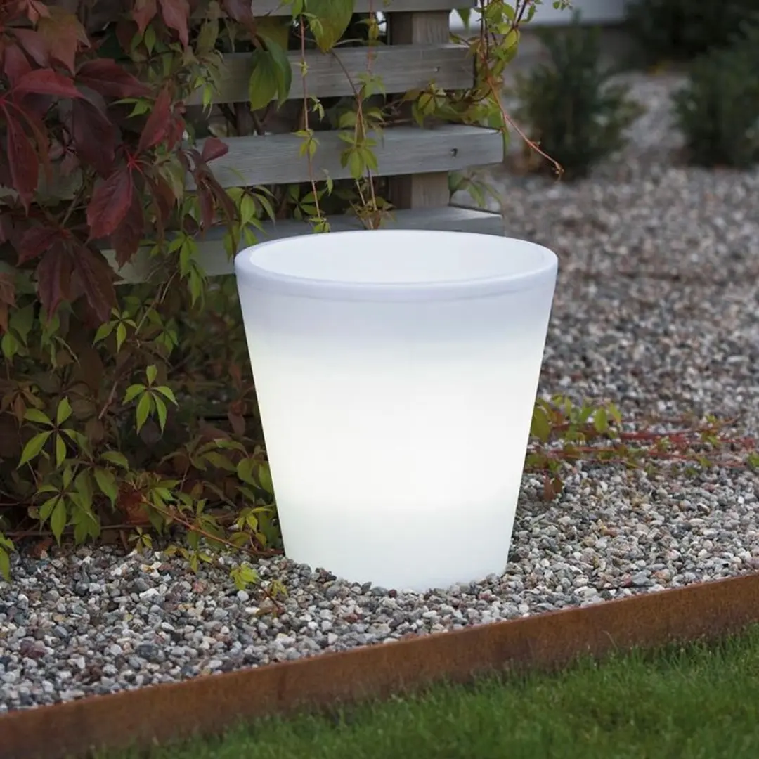 Konstsmide Assisi LED Bloempot Ø28cm Wit - afbeelding 6 van 6