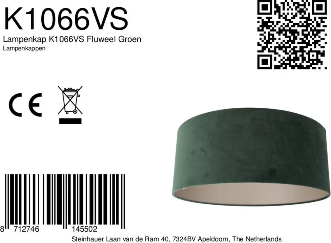 Steinhauer K1066VS Lampenkap Groen Velours ⌀50cm - afbeelding 5 van 6