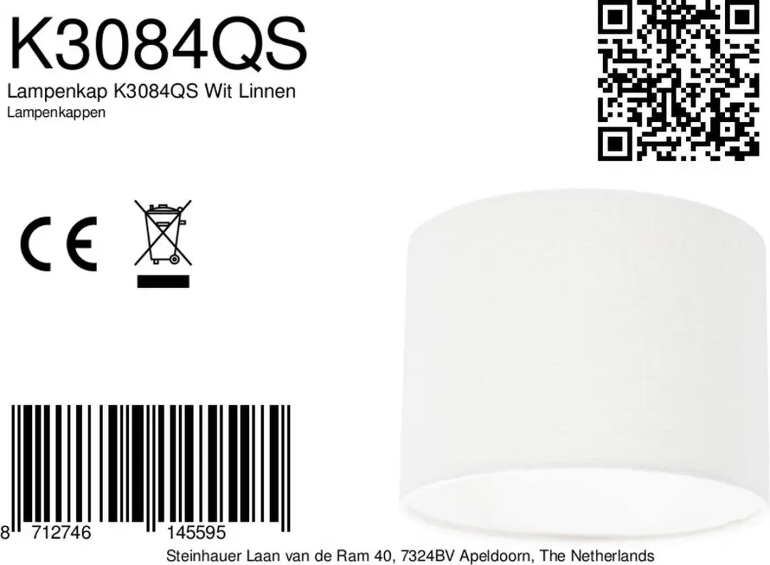 Steinhauer Wit Grof Linnen Lampenkap Ø20cm E27 - afbeelding 5 van 6
