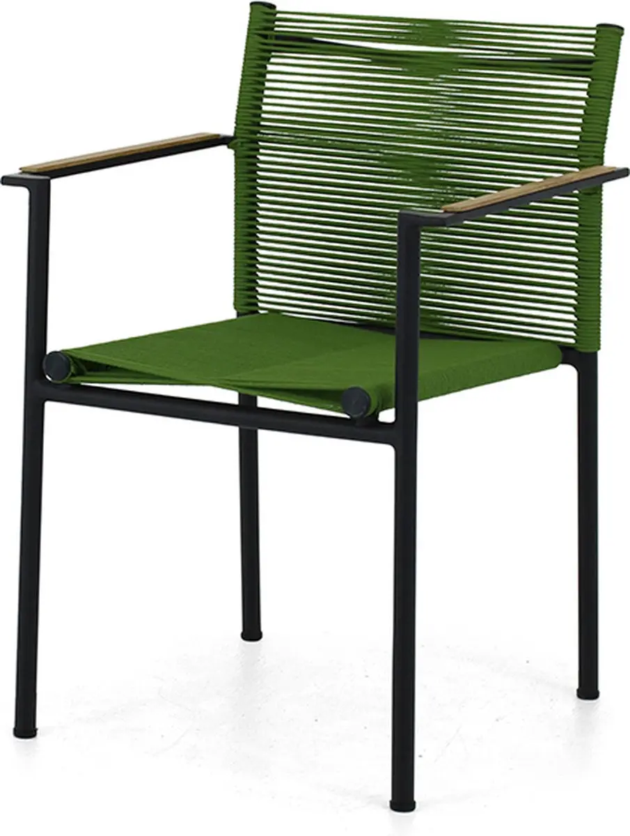 Apple Bee Jakarta Dining Chair - Aluminium Basis Zwart - Rope Weaving Olijf - afbeelding 5 van 5