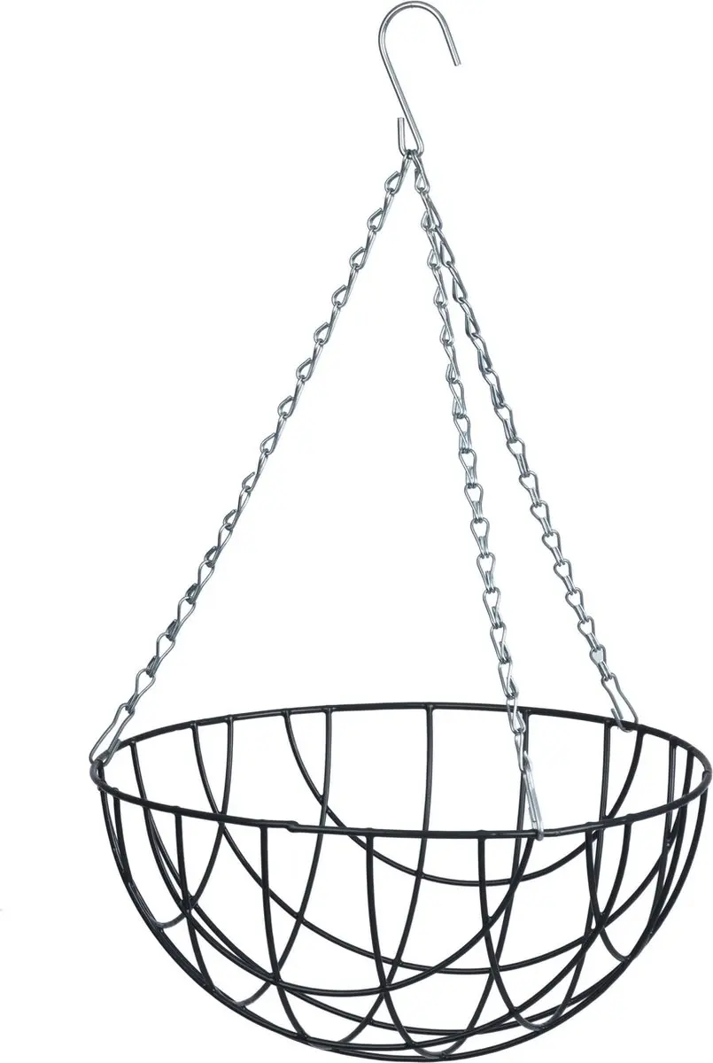3x stuks hanging basket / plantenbak groen met verchroomde ketting