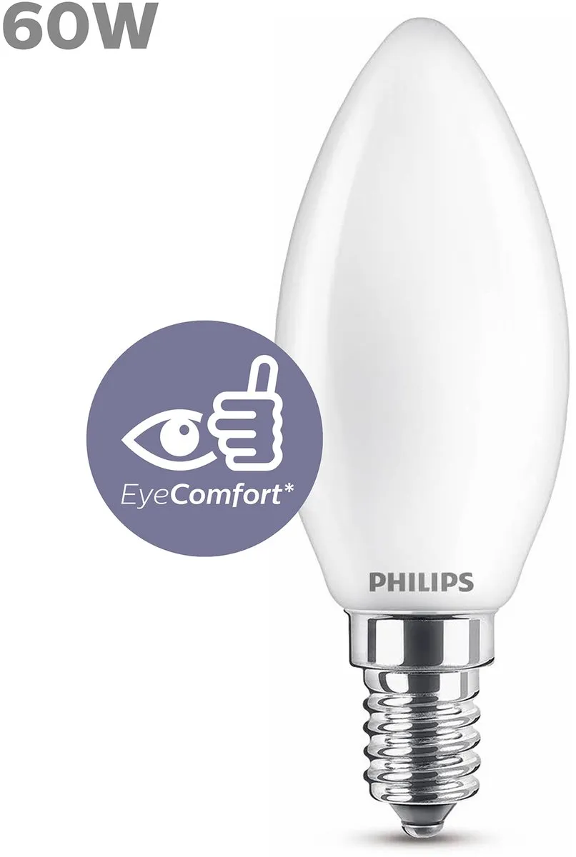 Philips LED Kaarslamp E14 6.5W Warmwit Mat
