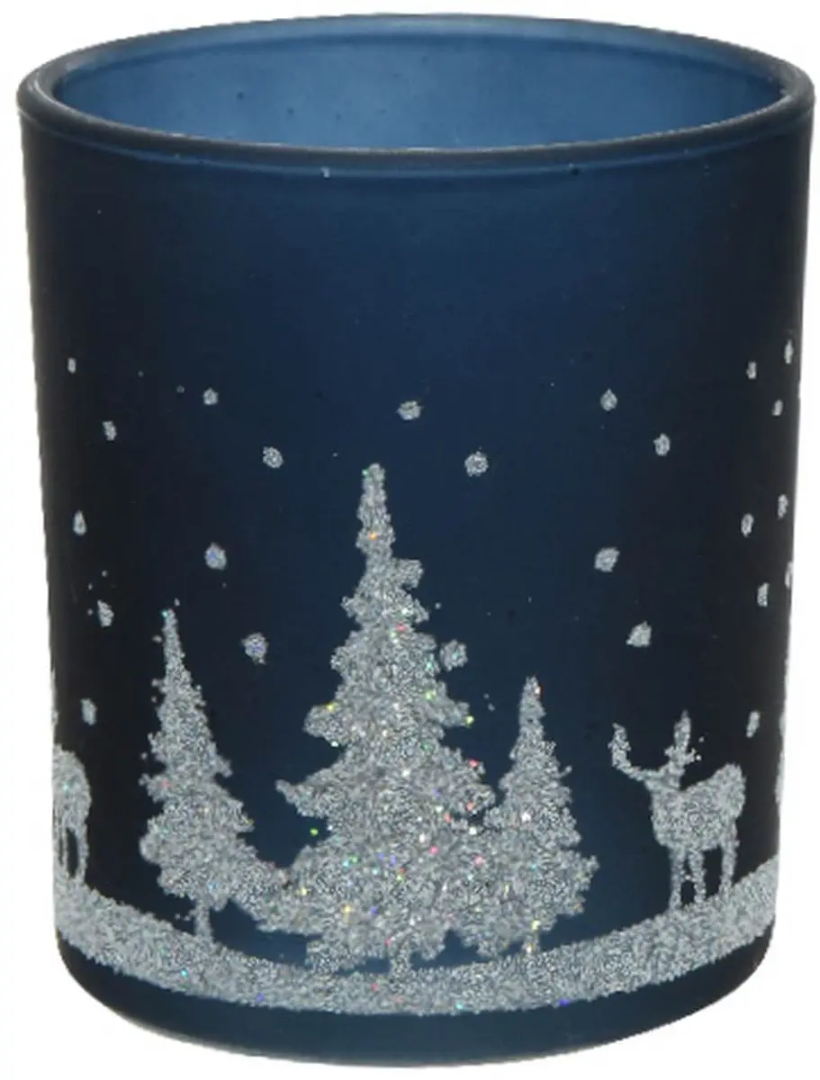 Kaemingk waxinelichthouder Night Blue donkerblauw Ø 7 cm glas
