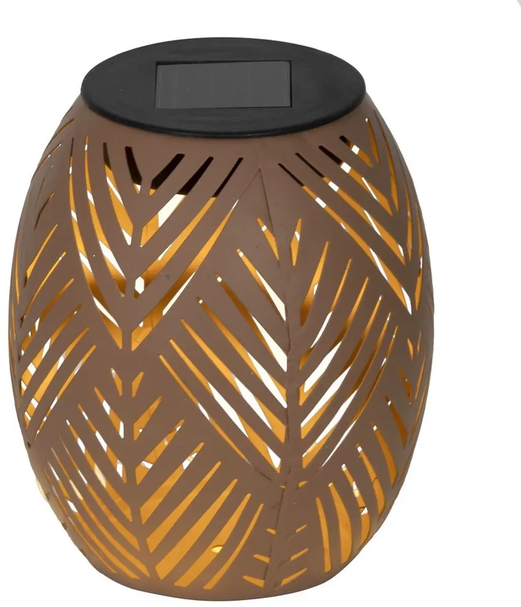 Lumineo Solar LED Waxinehouder Bruin 12 cm Hoogte 15 cm