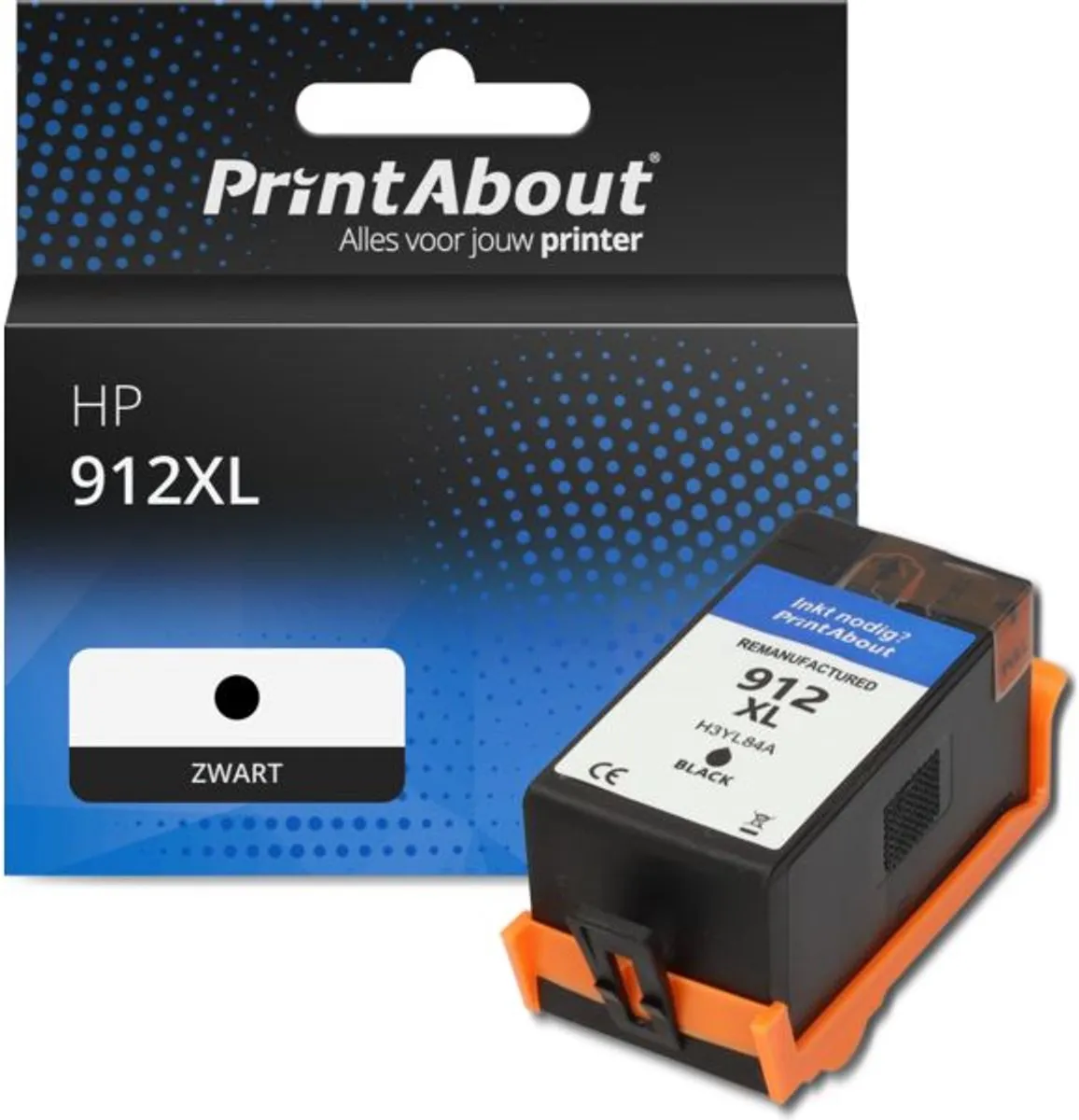PrintAbout Huismerk HP 912XL 3YL84AE Inktcartridge - Zwart