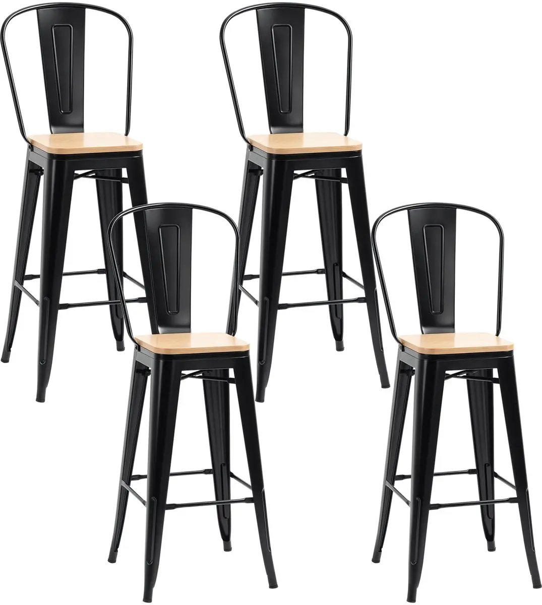 HOMCOM-Barkruk-45x44x118cm-Metaal-Zwart