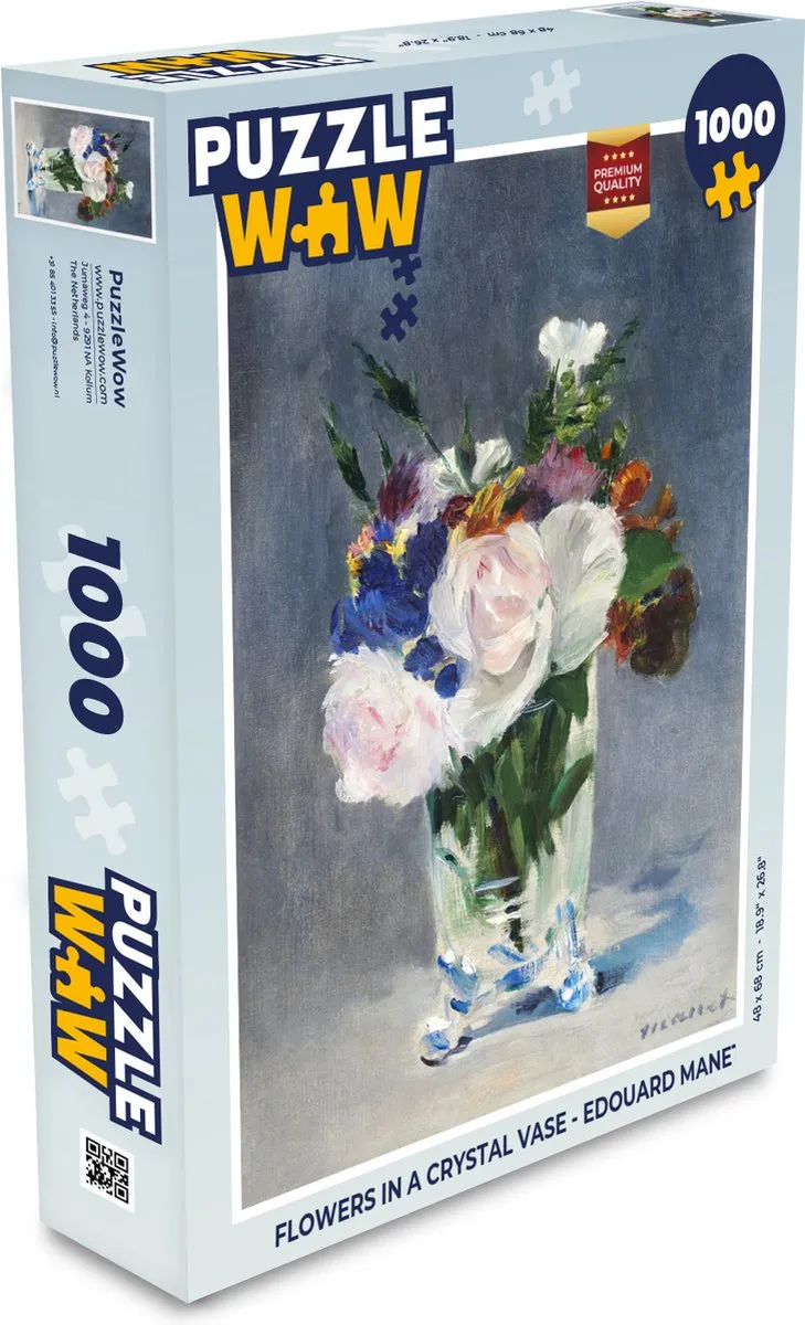 PuzzleWow Flowers in a Crystal Vase Legpuzzel - 1000 Stuks - Multicolor