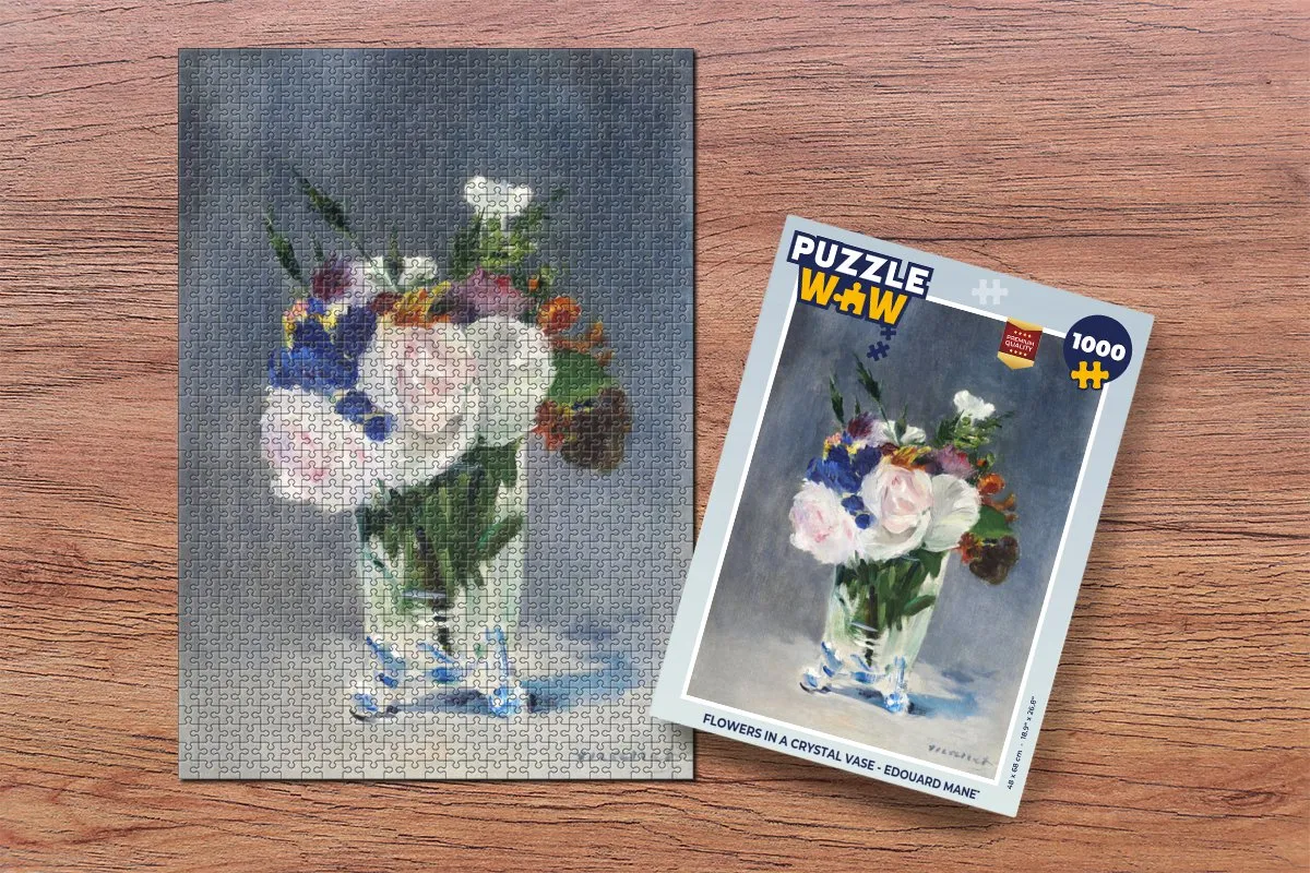 PuzzleWow Flowers in a Crystal Vase Legpuzzel - 1000 Stuks - Multicolor