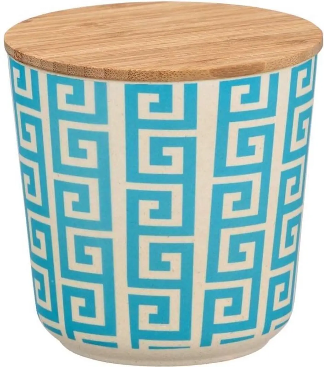 Wenko Opbergpot 500 Ml Keramiek/bamboe Wit/blauw/naturel