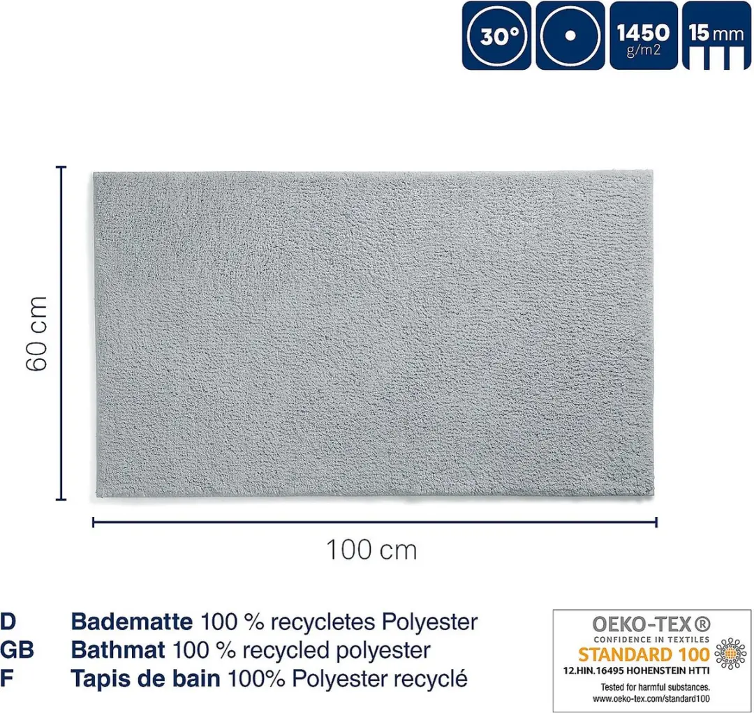 Kela Maja Badmat 100x60cm Granietgrijs