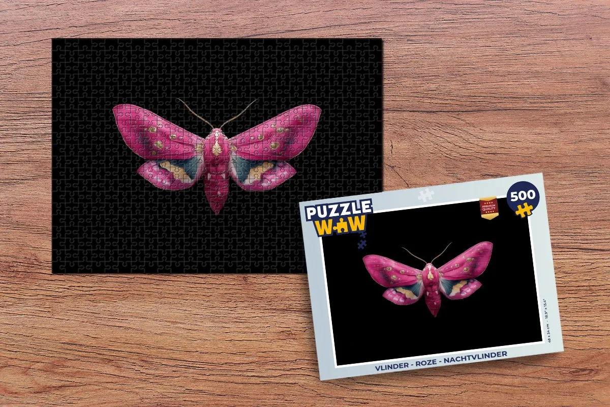 PuzzleWow Vlinder Nachtvlinder Legpuzzel 500 Stuks - Roze