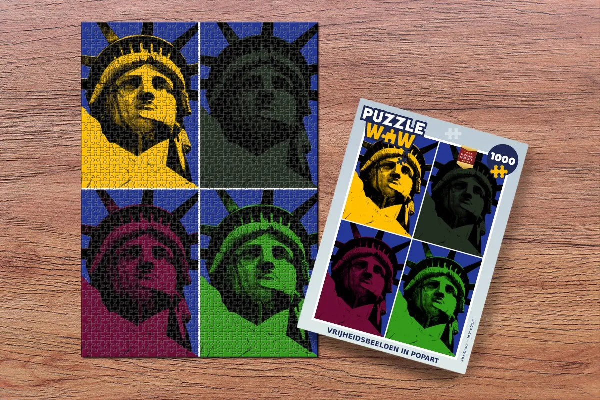 PuzzleWow Vrijheidsbeelden Popart Legpuzzel 1000 Stuks - Multicolor