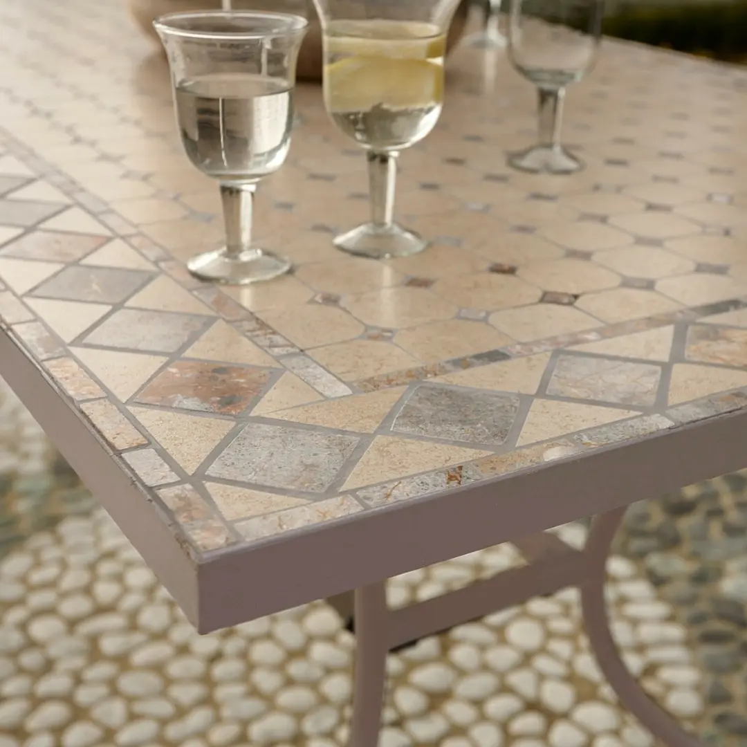 Loberon Labaroche Tafel - 6 Personen - Grijs/Bont - afbeelding 4 van 6