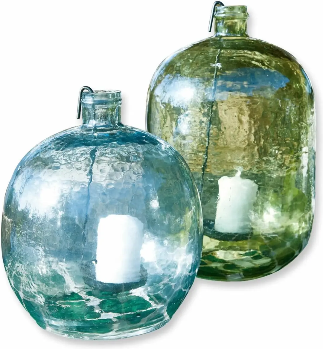 Loberon Michel Windlicht - 2 Stuks - Ø18cm - Groen/Blauw - afbeelding 3 van 6
