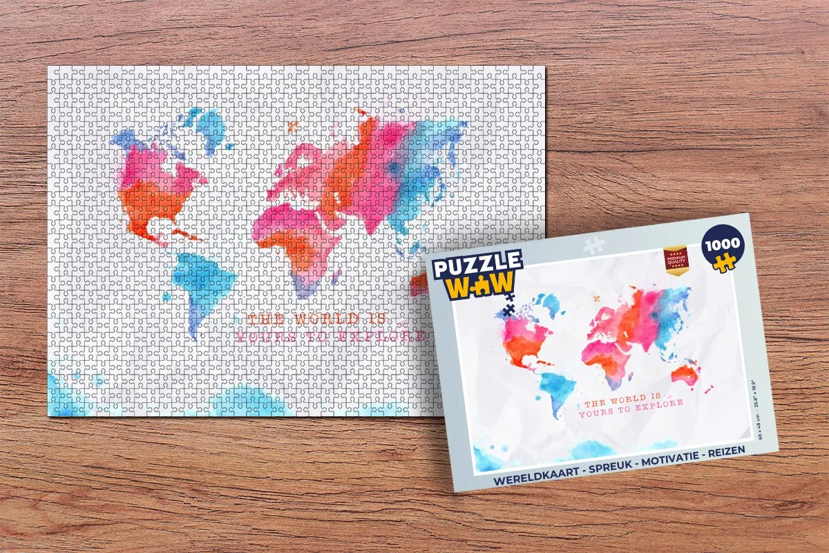 PuzzleWow Wereldkaart Legpuzzel 1000 Stuks - Multicolor
