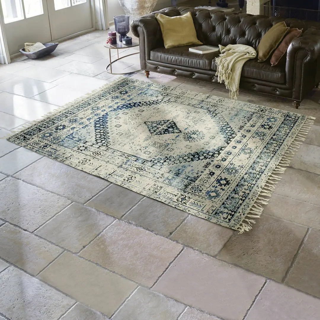 Loberon Daly Vloerkleed - Blauw - afbeelding 6 van 6