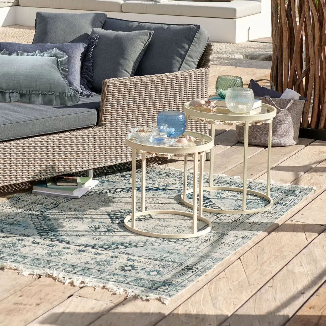 Loberon Daly Vloerkleed - Blauw - afbeelding 3 van 6