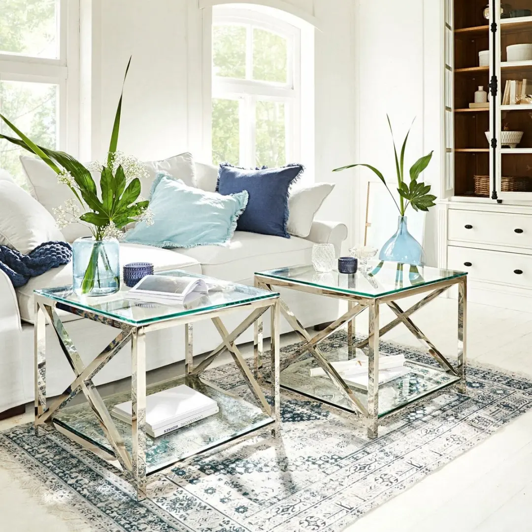 Loberon Daly Vloerkleed - Blauw - afbeelding 5 van 6