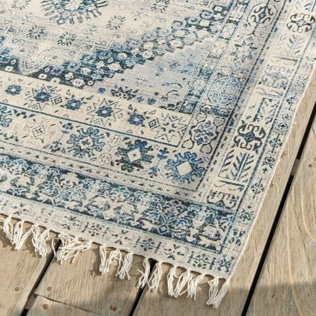 Loberon Daly Vloerkleed - Blauw - afbeelding 2 van 6