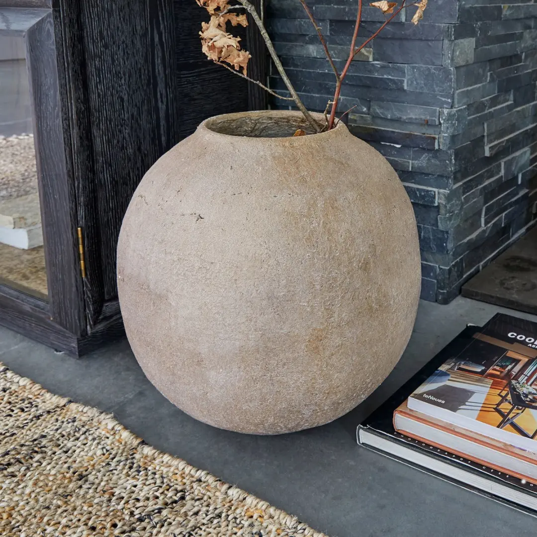 Loberon Samai Vaas - Ø42cm - Antiekbeige - afbeelding 6 van 6