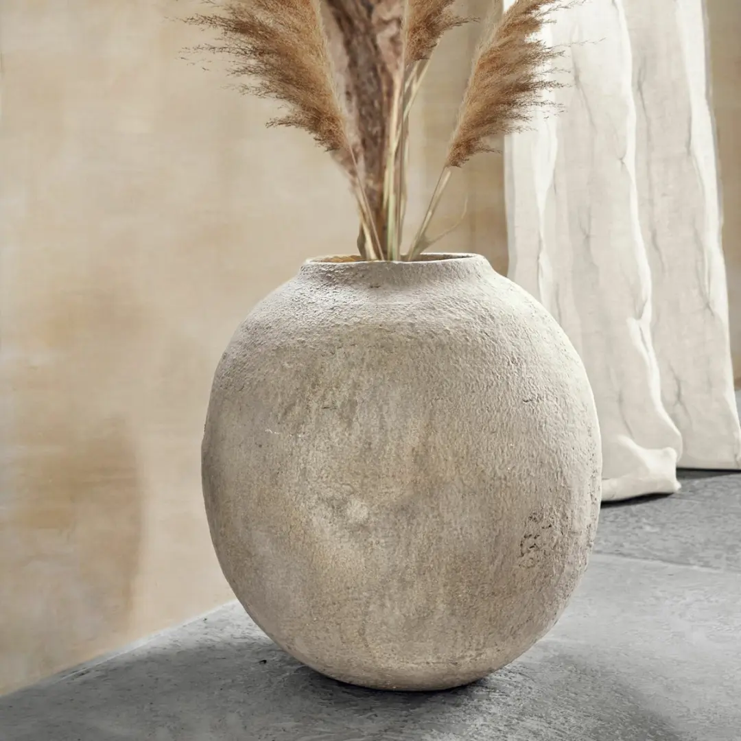 Loberon Samai Vaas - Ø42cm - Antiekbeige - afbeelding 4 van 6