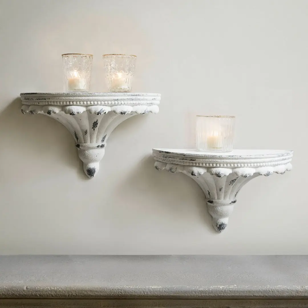 Loberon Liara Wandconsole Set - 2 Stuks Antiekwit - afbeelding 4 van 6