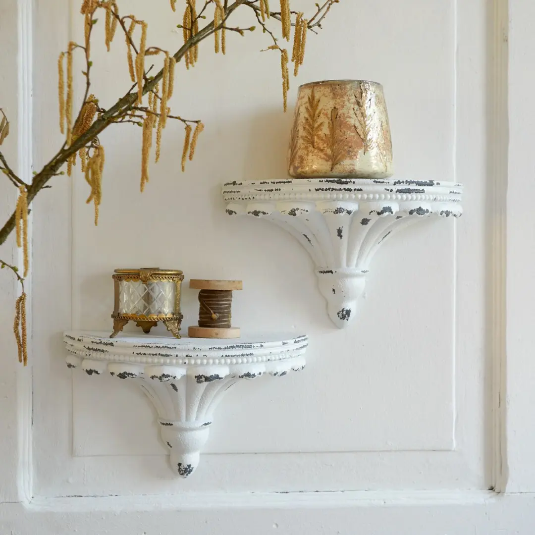 Loberon Liara Wandconsole Set - 2 Stuks Antiekwit - afbeelding 6 van 6