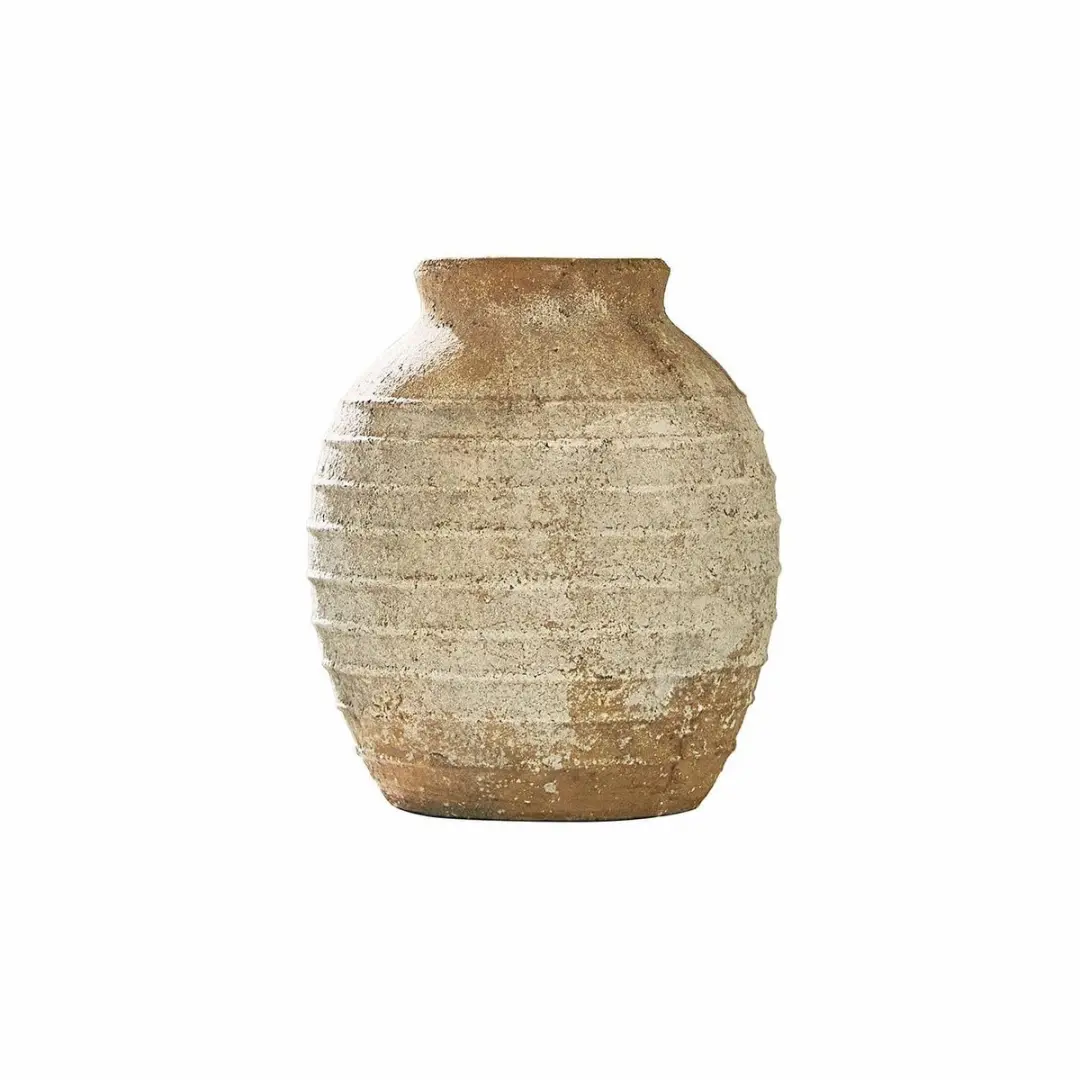 Loberon Sibinna Vaas - Ø22cm - Bruin/Wit - afbeelding 5 van 6